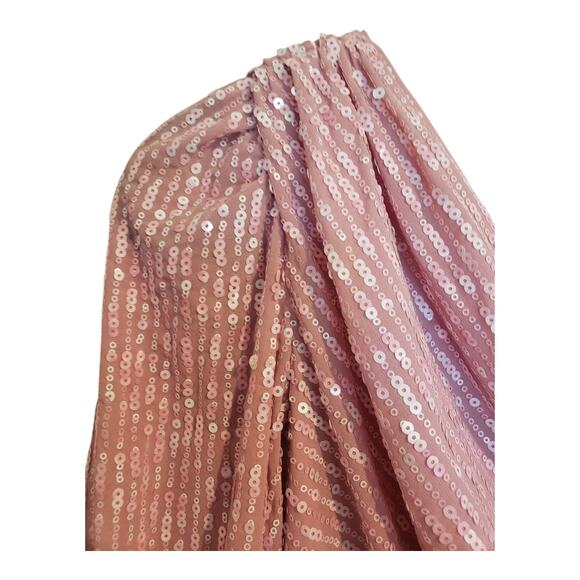 Saylor Nazila Blouson Sleeve pink Sequin Dress Small One Shoulder Chiffon Mini - Picture 12 of 16